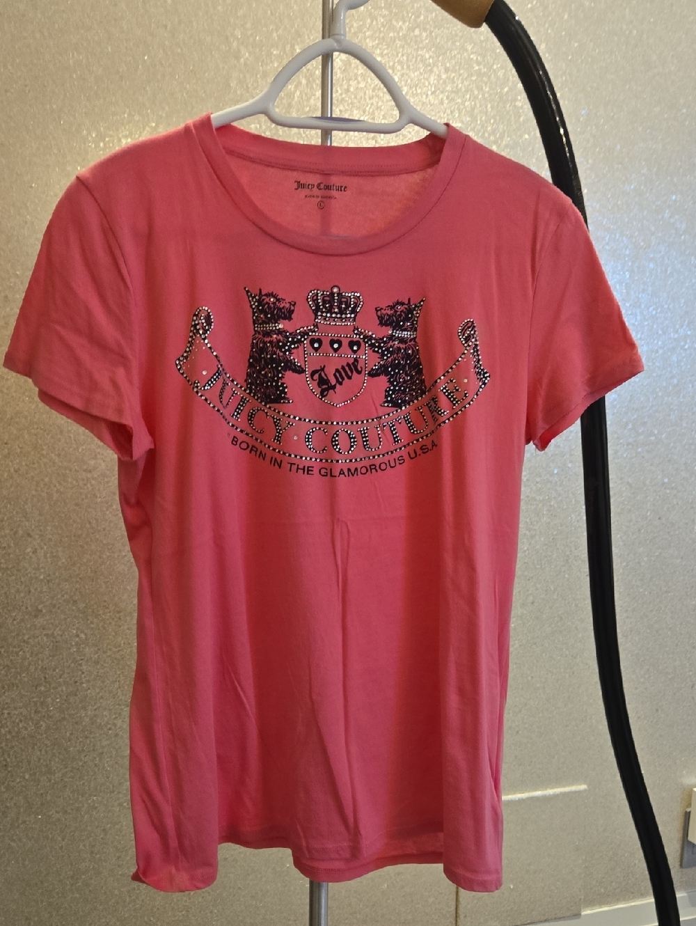 Juicy Couture Hot Pink Studded Crest Tee